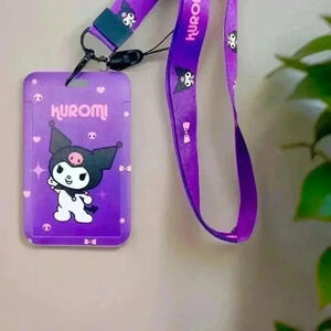 Kuromi Cute Badge Card Holder With Lanyard
